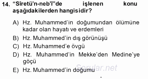 Halk Edebiyatına Giriş 2 2014 - 2015 Dönem Sonu Sınavı 14.Soru