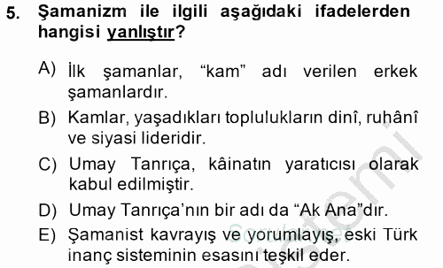 Halk Edebiyatına Giriş 2 2014 - 2015 Dönem Sonu Sınavı 5.Soru