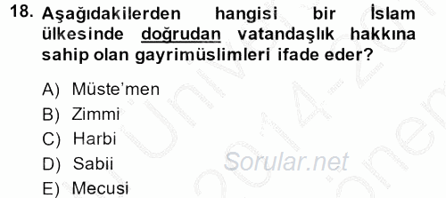 Günümüz Fıkıh Problemleri 2014 - 2015 Dönem Sonu Sınavı 18.Soru