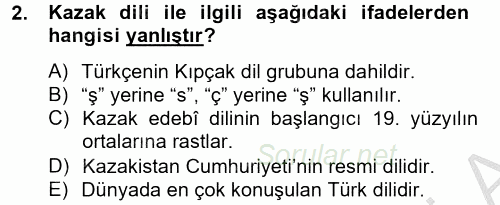 Çağdaş Türk Edebiyatları 2 2012 - 2013 Ara Sınavı 2.Soru