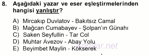 Çağdaş Türk Edebiyatları 2 2012 - 2013 Ara Sınavı 8.Soru