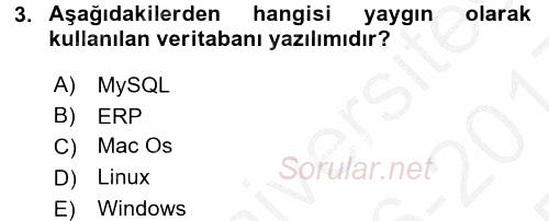 Muhasebe Yazılımları 2016 - 2017 3 Ders Sınavı 3.Soru