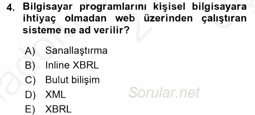 Muhasebe Yazılımları 2016 - 2017 3 Ders Sınavı 4.Soru