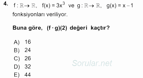 Matematik 1 2017 - 2018 3 Ders Sınavı 4.Soru