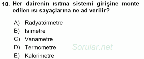 Ev Teknolojisi 2015 - 2016 Ara Sınavı 10.Soru