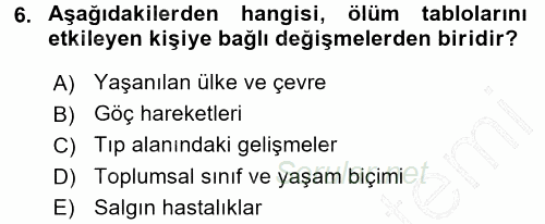 Hayat Sigortaları Ve Bireysel Emeklilik Sistemi 2015 - 2016 Dönem Sonu Sınavı 6.Soru