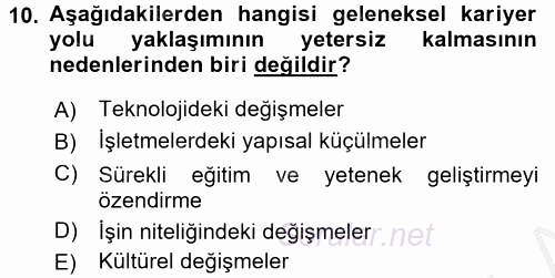 Performans ve Kariyer Yönetimi 2016 - 2017 3 Ders Sınavı 10.Soru