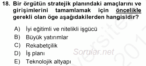Performans ve Kariyer Yönetimi 2016 - 2017 3 Ders Sınavı 18.Soru