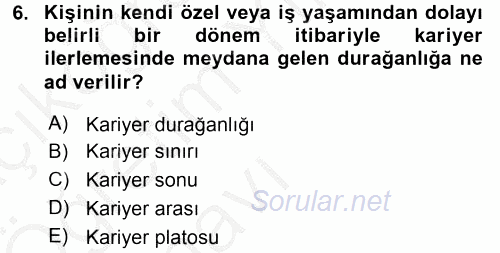 Performans ve Kariyer Yönetimi 2016 - 2017 3 Ders Sınavı 6.Soru
