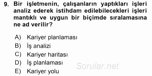 Performans ve Kariyer Yönetimi 2016 - 2017 3 Ders Sınavı 9.Soru