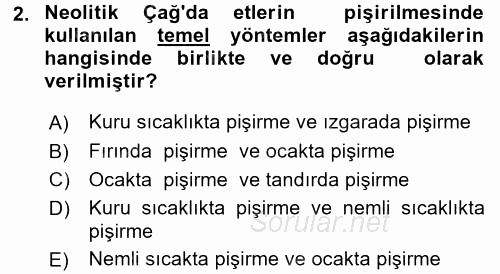 Gastronomi Tarihi 2016 - 2017 Ara Sınavı 2.Soru