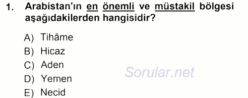 İslam Tarihi ve Medeniyeti 1 2012 - 2013 Ara Sınavı 1.Soru