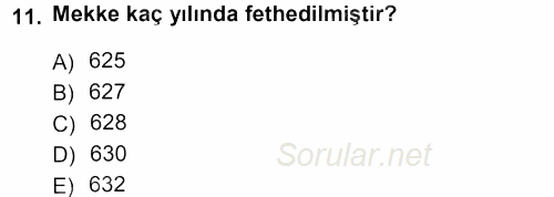 İslam Tarihi ve Medeniyeti 1 2012 - 2013 Ara Sınavı 11.Soru