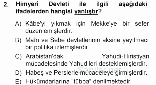 İslam Tarihi ve Medeniyeti 1 2012 - 2013 Ara Sınavı 2.Soru