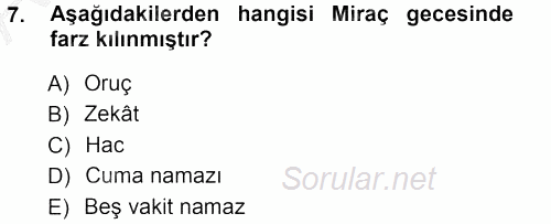 İslam Tarihi ve Medeniyeti 1 2012 - 2013 Ara Sınavı 7.Soru