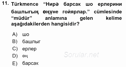 Çağdaş Türk Yazı Dilleri 1 2016 - 2017 Dönem Sonu Sınavı 11.Soru