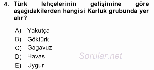 Çağdaş Türk Yazı Dilleri 1 2016 - 2017 Dönem Sonu Sınavı 4.Soru