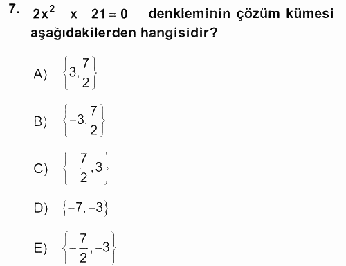 Genel Matematik 2017 - 2018 Ara Sınavı 7.Soru