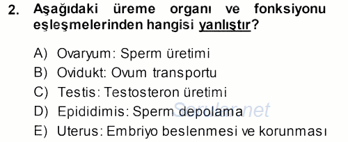 Hayvan Yetiştirme 2013 - 2014 Tek Ders Sınavı 2.Soru