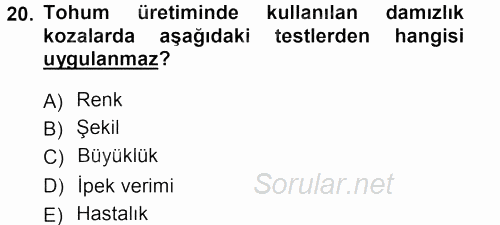 Hayvan Yetiştirme 2013 - 2014 Tek Ders Sınavı 20.Soru