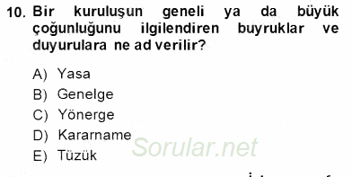 Türk Eğitim Sistemi Ve Okul Yönetimi 2014 - 2015 Ara Sınavı 10.Soru