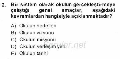 Türk Eğitim Sistemi Ve Okul Yönetimi 2014 - 2015 Ara Sınavı 2.Soru