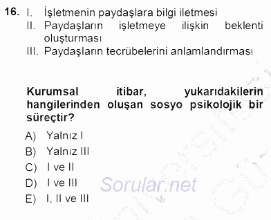 Yatırımcı İlişkileri Yönetimi 2012 - 2013 Ara Sınavı 16.Soru