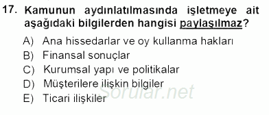 Yatırımcı İlişkileri Yönetimi 2012 - 2013 Ara Sınavı 17.Soru