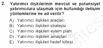 Yatırımcı İlişkileri Yönetimi 2012 - 2013 Ara Sınavı 2.Soru