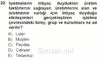 Yatırımcı İlişkileri Yönetimi 2012 - 2013 Ara Sınavı 20.Soru