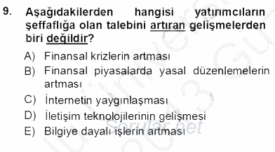 Yatırımcı İlişkileri Yönetimi 2012 - 2013 Ara Sınavı 9.Soru