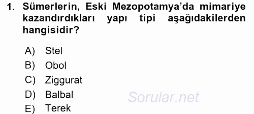 Eski Mezopotamya ve Mısır Tarihi 2016 - 2017 Dönem Sonu Sınavı 1.Soru