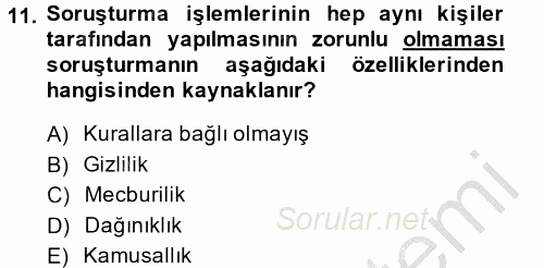 Ceza Muhakemesi Hukuku 2014 - 2015 Dönem Sonu Sınavı 11.Soru