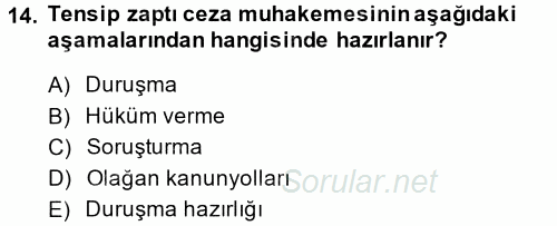 Ceza Muhakemesi Hukuku 2014 - 2015 Dönem Sonu Sınavı 14.Soru