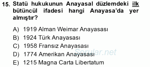 Kamu Personel Hukuku 2013 - 2014 Ara Sınavı 15.Soru