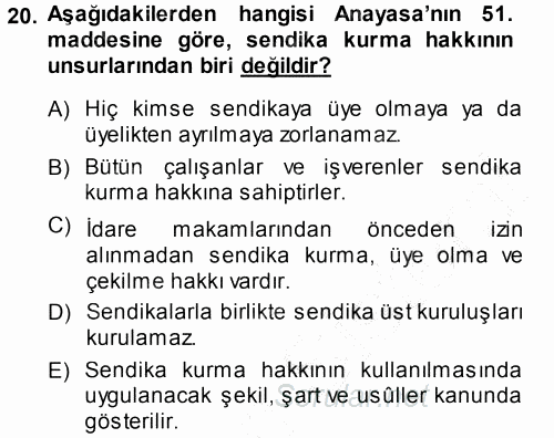 Kamu Personel Hukuku 2013 - 2014 Ara Sınavı 20.Soru