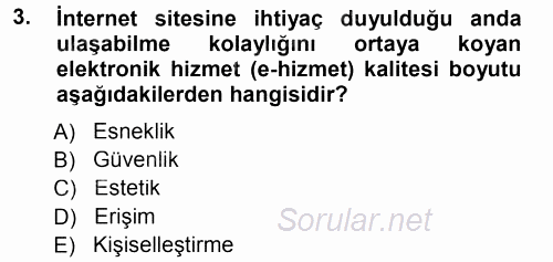 Perakendecilikte Müşteri İlişkileri Yönetimi 2014 - 2015 Tek Ders Sınavı 3.Soru