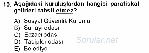 Damga Vergisi Ve Harçlar Bilgisi 2014 - 2015 Tek Ders Sınavı 10.Soru