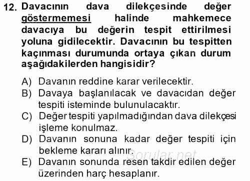 Damga Vergisi Ve Harçlar Bilgisi 2014 - 2015 Tek Ders Sınavı 12.Soru