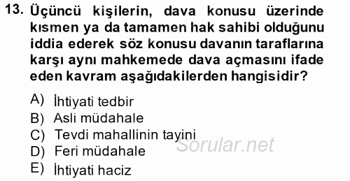 Damga Vergisi Ve Harçlar Bilgisi 2014 - 2015 Tek Ders Sınavı 13.Soru