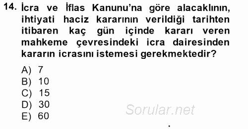 Damga Vergisi Ve Harçlar Bilgisi 2014 - 2015 Tek Ders Sınavı 14.Soru