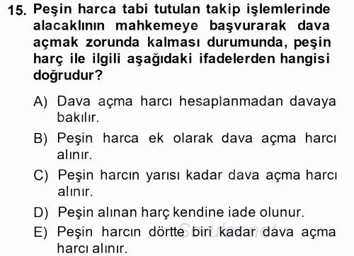Damga Vergisi Ve Harçlar Bilgisi 2014 - 2015 Tek Ders Sınavı 15.Soru