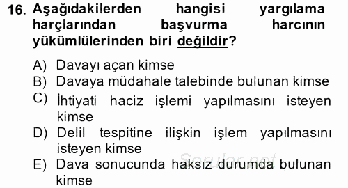 Damga Vergisi Ve Harçlar Bilgisi 2014 - 2015 Tek Ders Sınavı 16.Soru