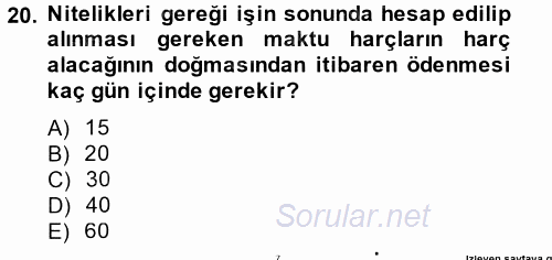 Damga Vergisi Ve Harçlar Bilgisi 2014 - 2015 Tek Ders Sınavı 20.Soru