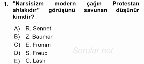 Ekonomi Sosyolojisi 2017 - 2018 3 Ders Sınavı 1.Soru