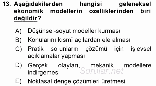 Ekonomi Sosyolojisi 2017 - 2018 3 Ders Sınavı 13.Soru