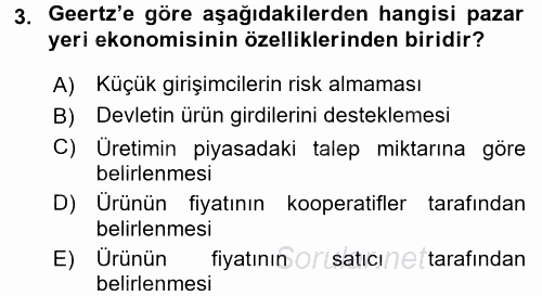 Ekonomi Sosyolojisi 2017 - 2018 3 Ders Sınavı 3.Soru