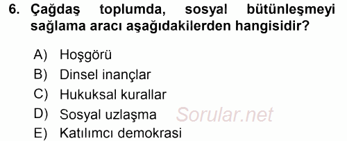 Ekonomi Sosyolojisi 2017 - 2018 3 Ders Sınavı 6.Soru