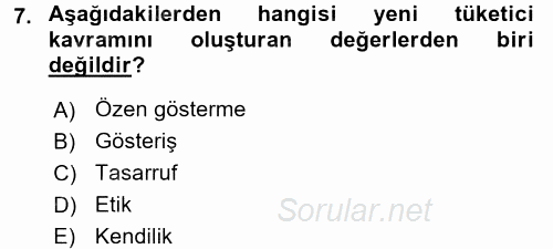 Ekonomi Sosyolojisi 2017 - 2018 3 Ders Sınavı 7.Soru