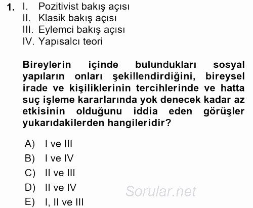 Suç Önleme Modelleri 2017 - 2018 Dönem Sonu Sınavı 1.Soru